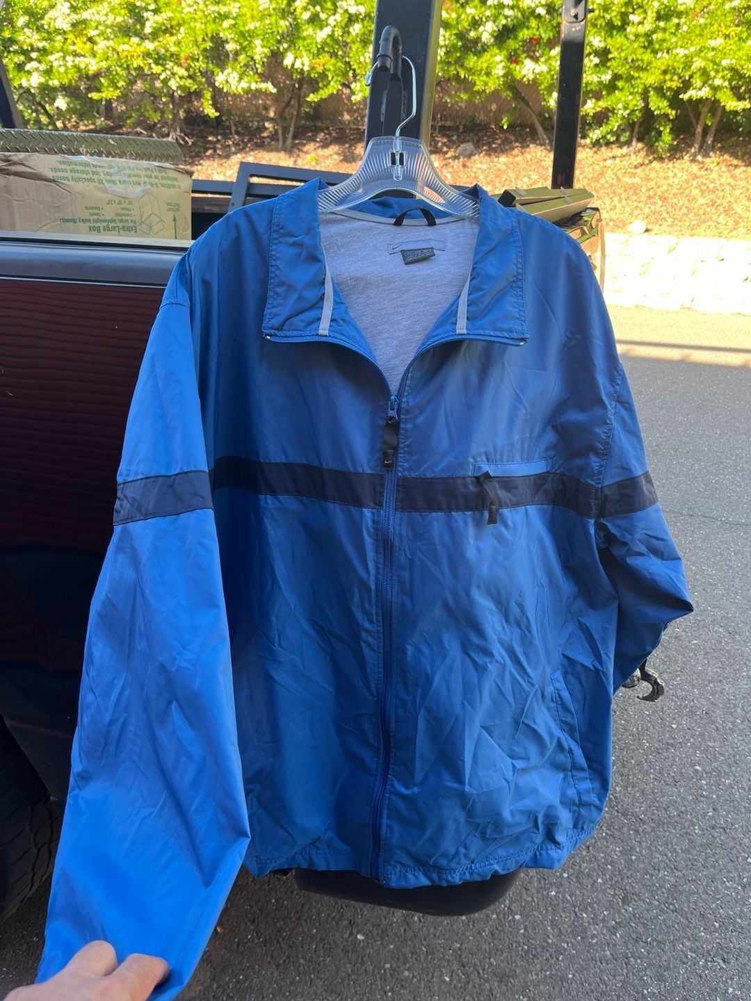 Nike Vintage Blue Full-Zip Windbreaker Jacket Cotton Lined Mens XXL 2