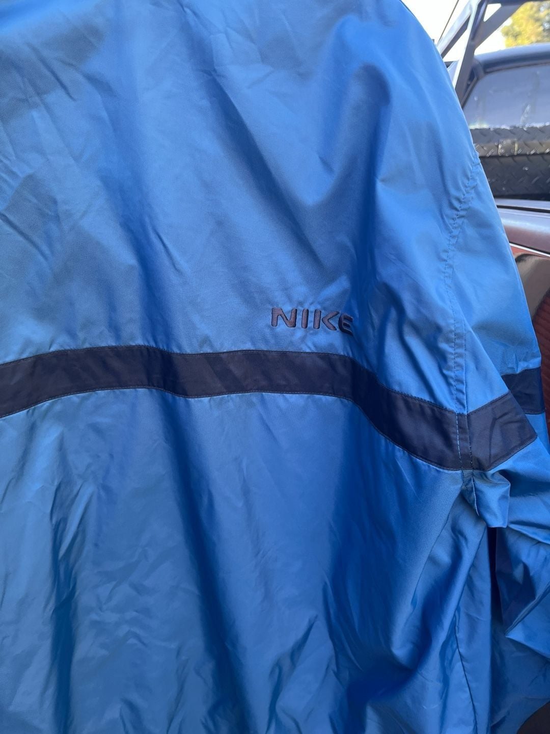 Nike Vintage Blue Full-Zip Windbreaker Jacket Cotton Lined Mens XXL 8