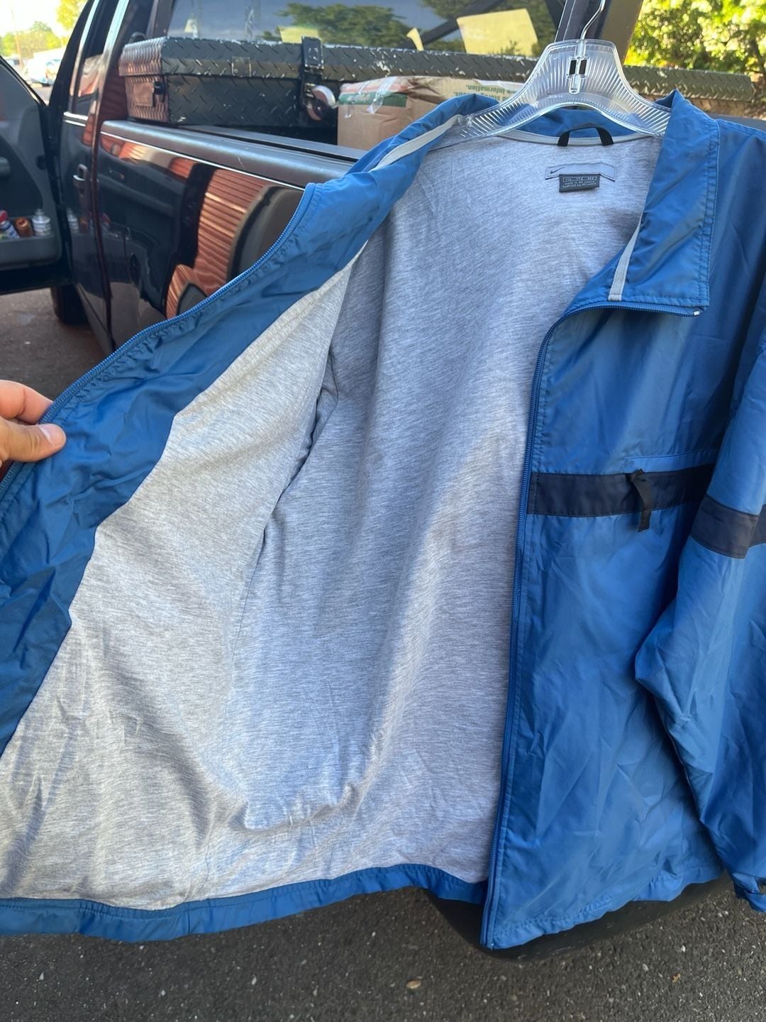 Nike Vintage Blue Full-Zip Windbreaker Jacket Cotton Lined Mens XXL 10