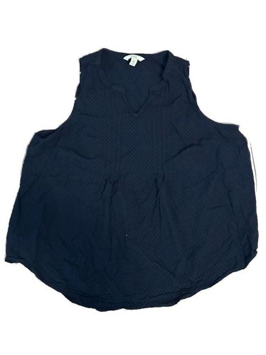 Croft & Barrow Petite XL Navy Blue Sleeveless 100% Rayon Blouse Tank Top 1