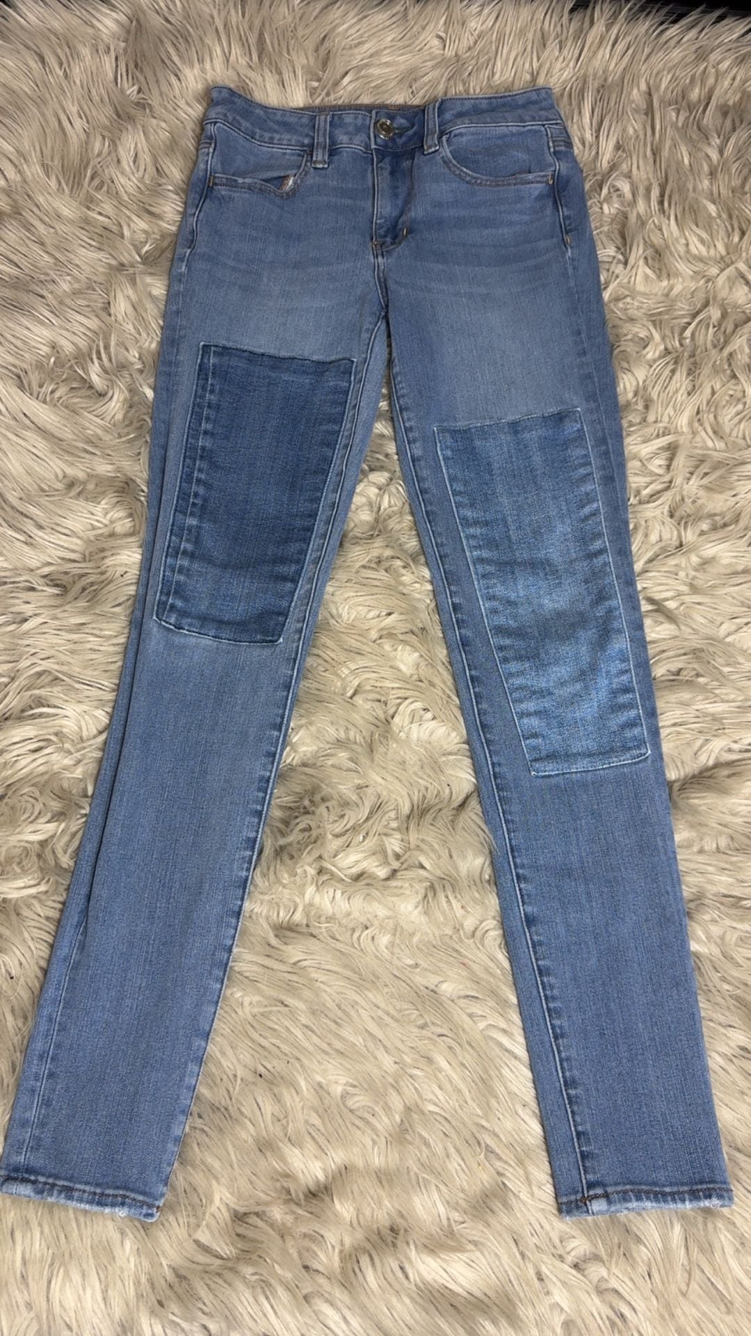 American Eagle 360 Super Stretch Skinny Patchwork Jeans Size 2 Regular 2
