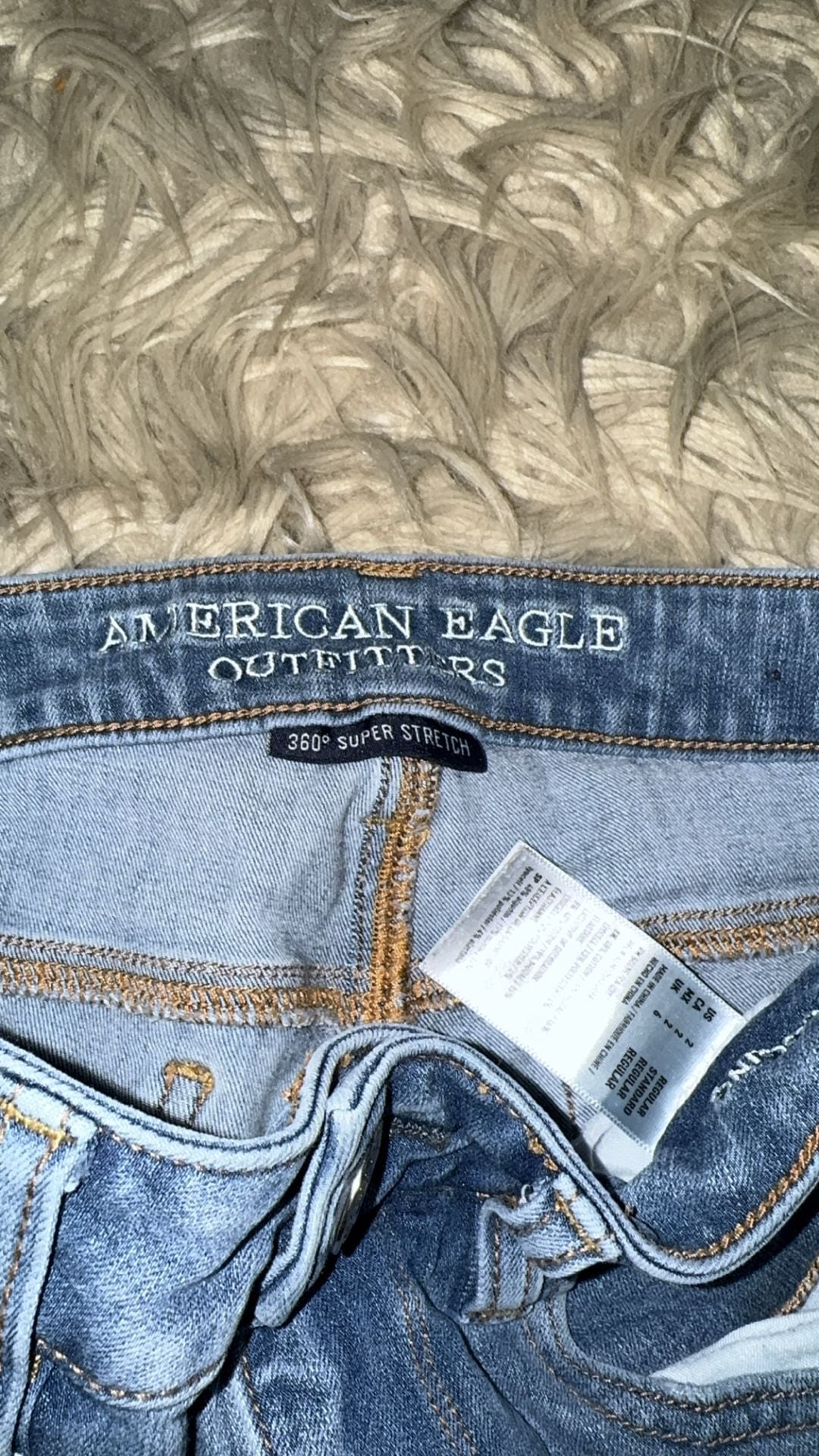 American Eagle 360 Super Stretch Skinny Patchwork Jeans Size 2 Regular 7