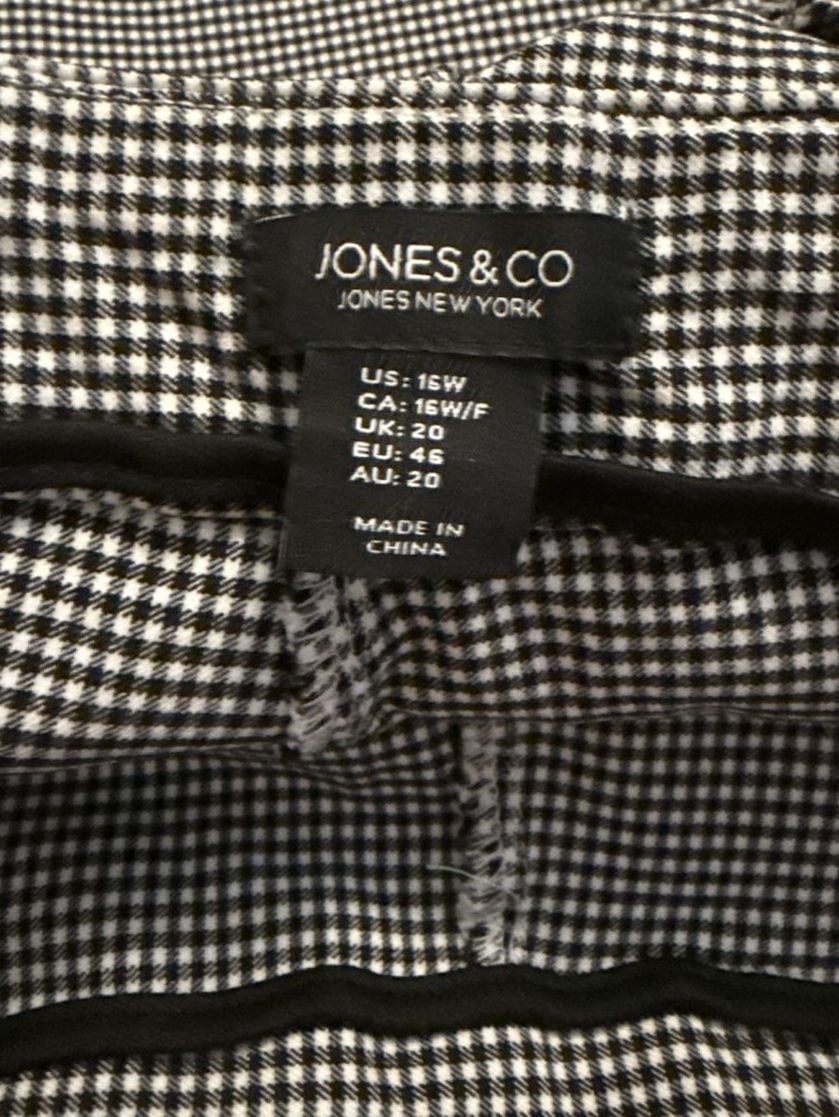 Jones & Co Jones New York Women's Size 16W Black and White Gingham Houndstooth Ankle Pants 2