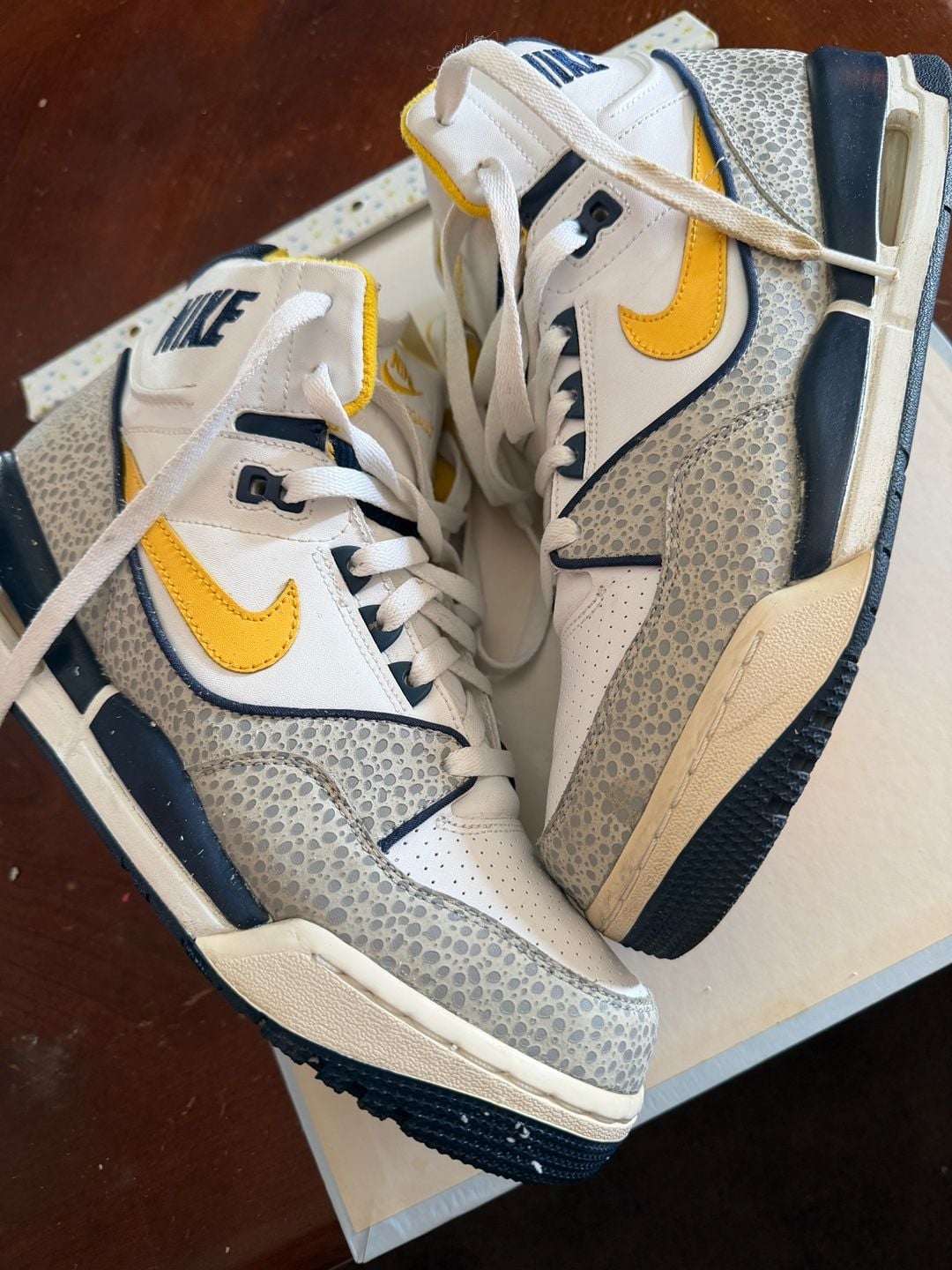 Nike Air Assault High White Navy Varsity Maize 2007 Safari Print 315064-171 5