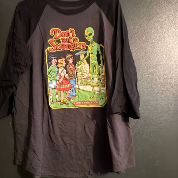 Steven Rhodes Don't Talk To Strangers Alien Baseball Raglan T-Shirt