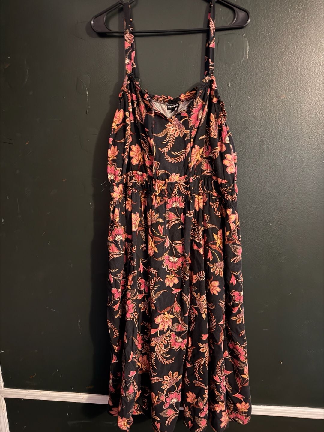 Torrid Floral Print Sleeveless Smocked Waist Midi Dress Size 4 2