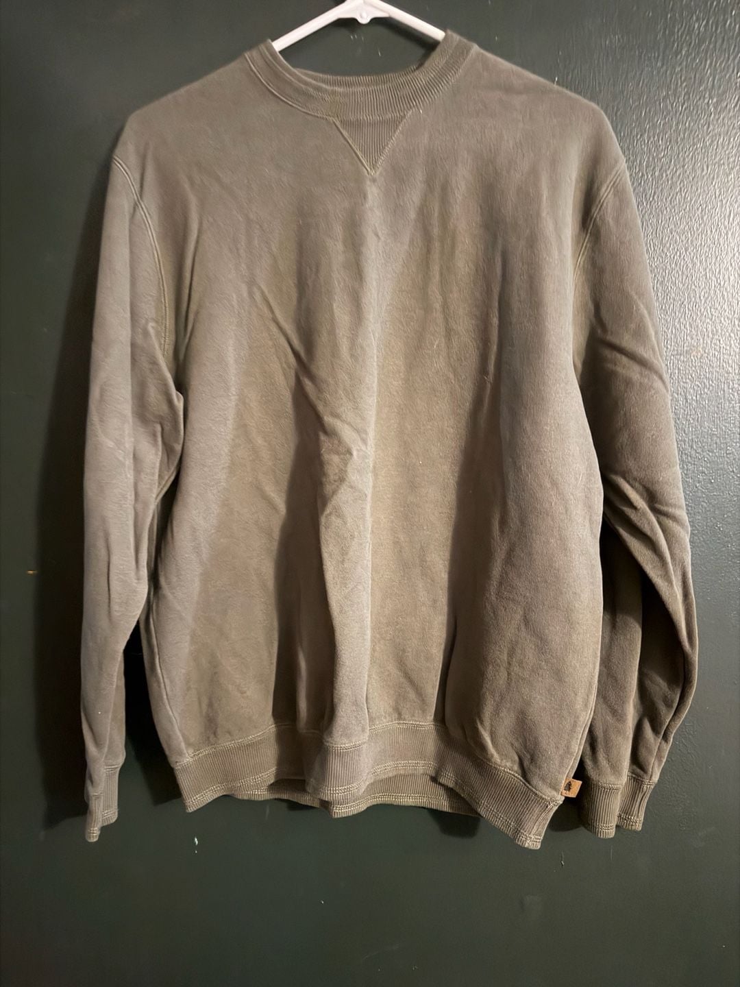 Roundtree & Yorke Outdoors Men's Cotton Blend Fleece Crewneck Sweatshirt Olive Green 2