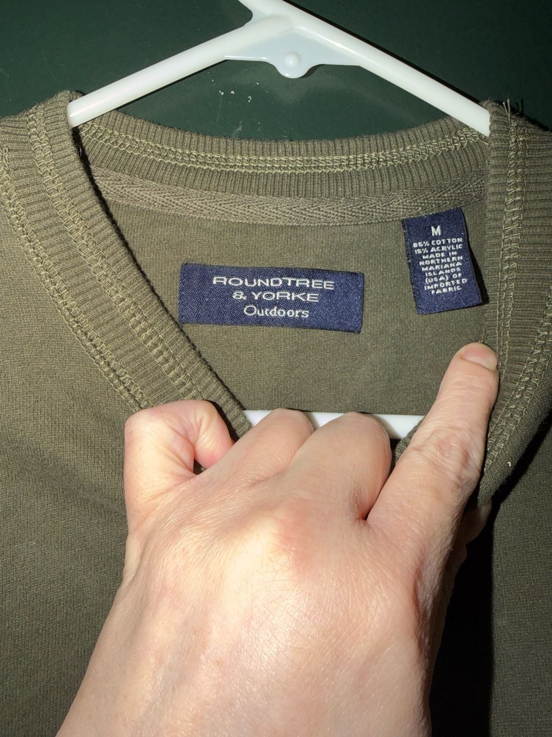 Roundtree & Yorke Outdoors Men's Cotton Blend Fleece Crewneck Sweatshirt Olive Green 5