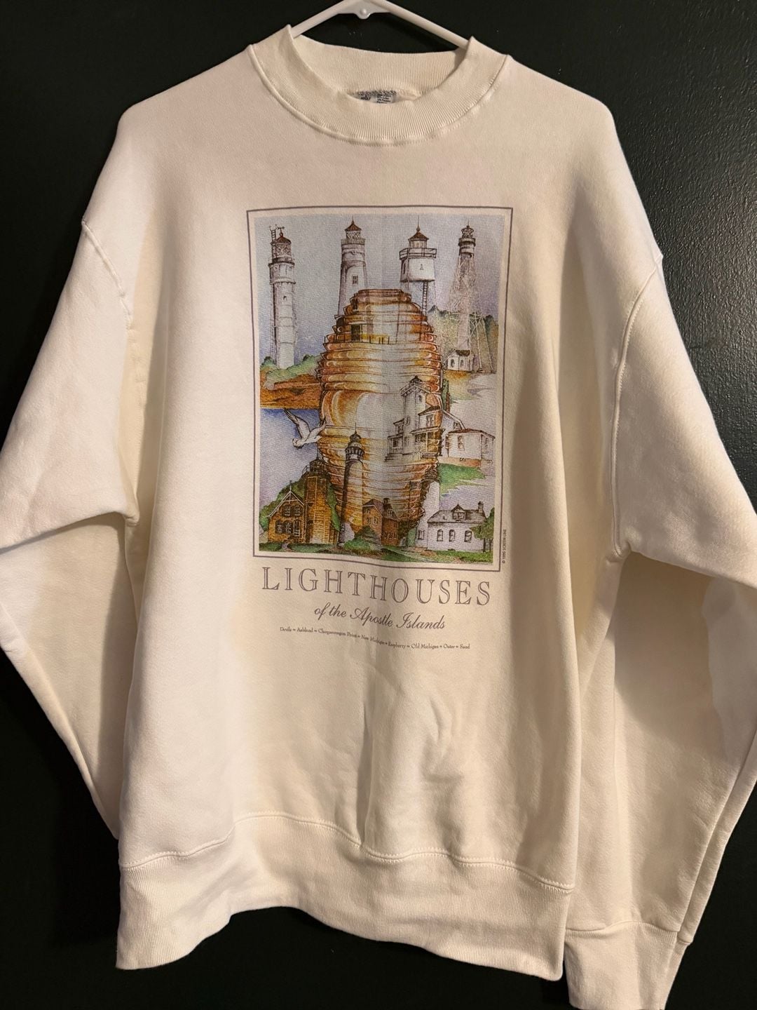 Vintage 90s Lighthouses of the Apostle Islands Crewneck Sweatshirt Large 2