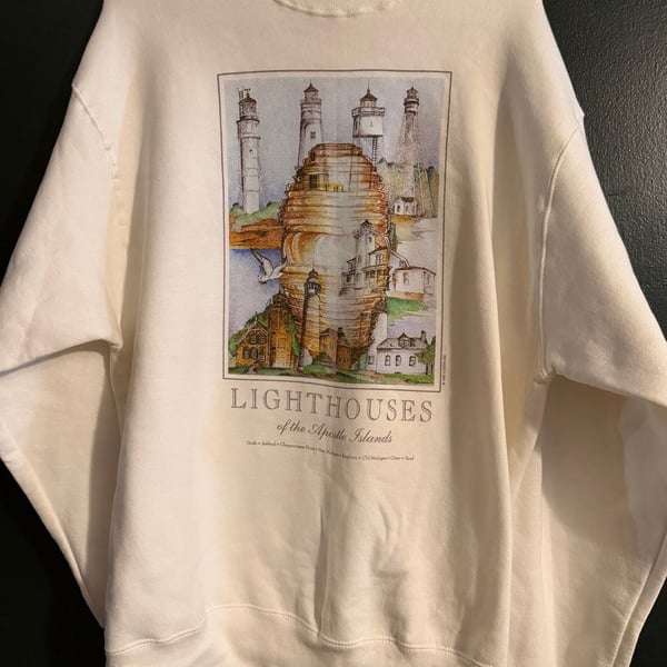 Vintage 90s Lighthouses of the Apostle Islands Crewneck Sweatshirt Large