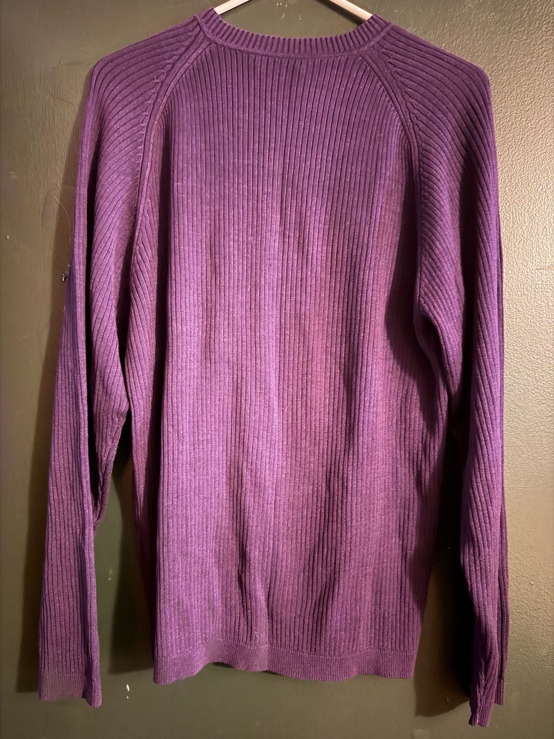 Turnbury Purple Ribbed Knit Crewneck Sweater 70% Silk 30% Cotton Size M 2