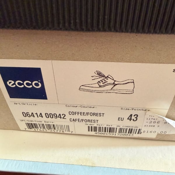 ECCO Men's Coffee/Forest Comfort Leather Lace-Up Shoes - Size EU 43