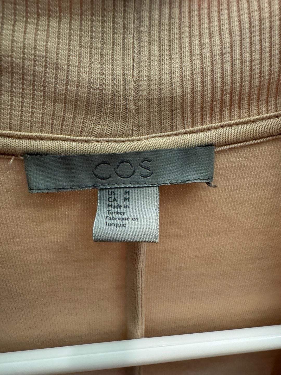 COS Beige Open Longline Cardigan Duster with Ribbed Collar 4