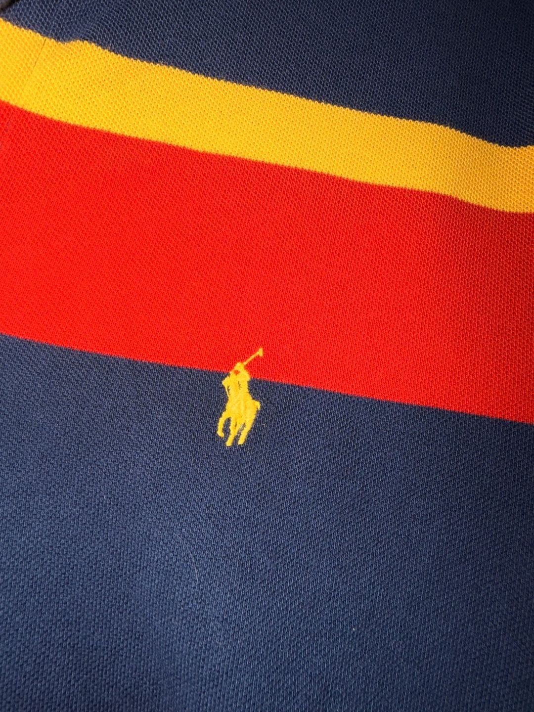 Vintage Polo Ralph Lauren Striped Short Sleeve Polo Shirt Blue Red Yellow Size Medium 4