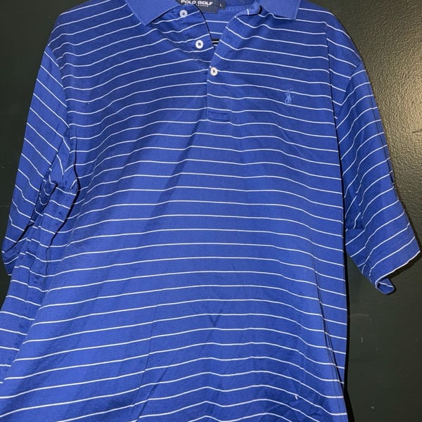 Polo Golf Ralph Lauren Shirt Men's XXL 2XL Blue Striped Short Sleeve