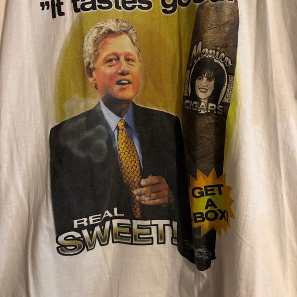 Vintage 90s Bill Clinton Monica Lewinsky Cigar Parody T-Shirt XL