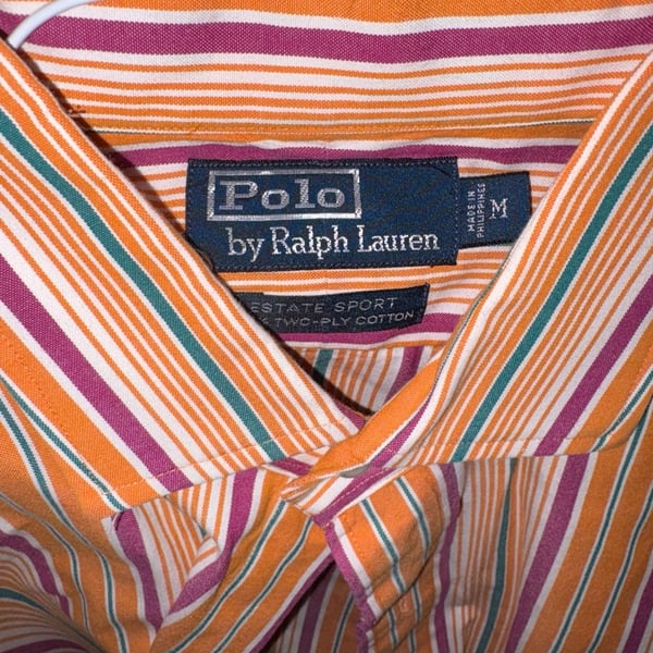 Polo Ralph Lauren Estate Sport Striped Two-Ply Cotton Button Down Shirt Men's Size M
