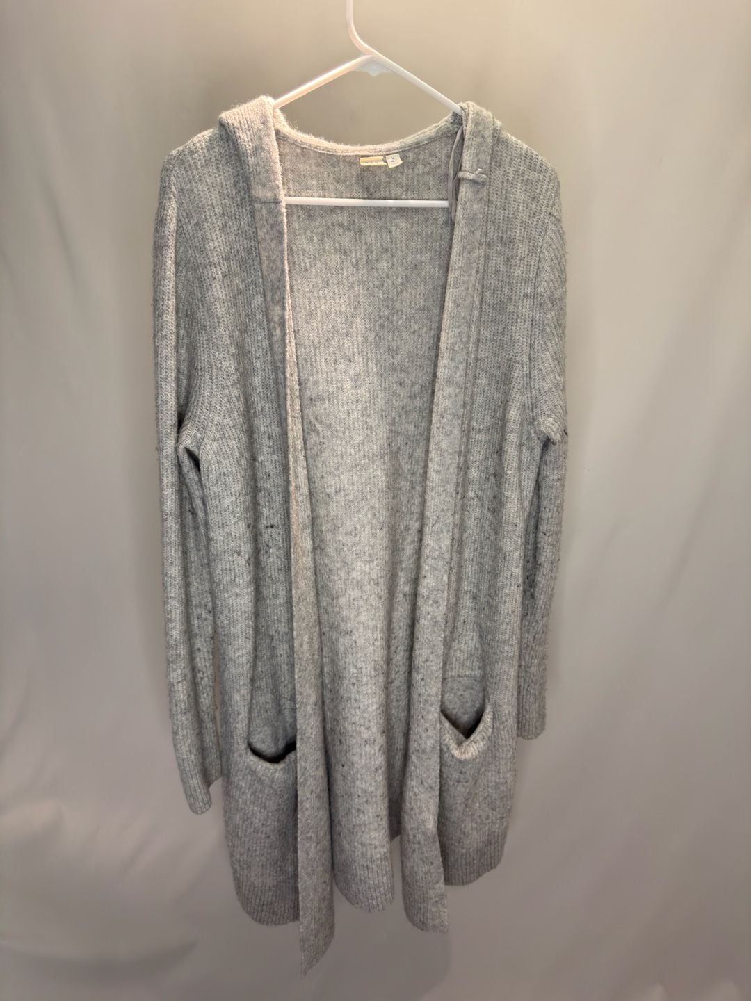 GAP Women's Gray Marl Hooded Cardigan Duster Sweater - Size Medium Tall 2