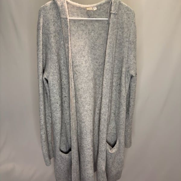 GAP Women's Gray Marl Hooded Cardigan Duster Sweater - Size Medium Tall