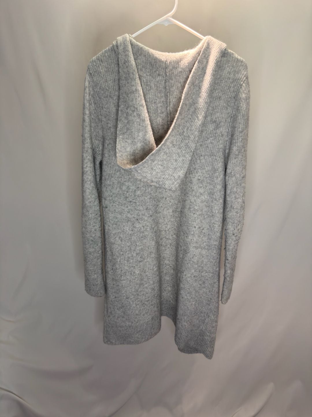 GAP Women's Gray Marl Hooded Cardigan Duster Sweater - Size Medium Tall 4