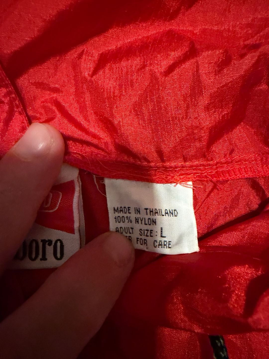 Vintage 90s Marlboro Unlimited Red Nylon 1/4 Zip Anorak Hooded Windbreaker Jacket Size L 5