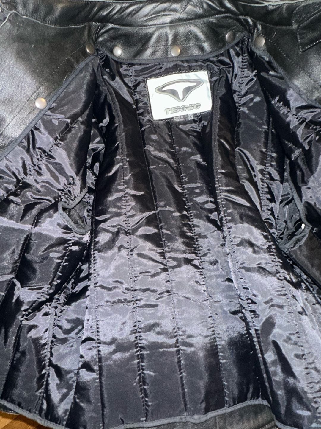Teknic Leather Armored Motorcycle Jacket Removable Liner Size 40/50 Medium 9