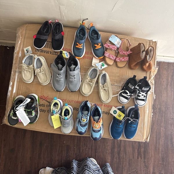 Large Lot of 11 Pairs Toddler Shoes Mixed Brands Cat & Jack Bluey Converse