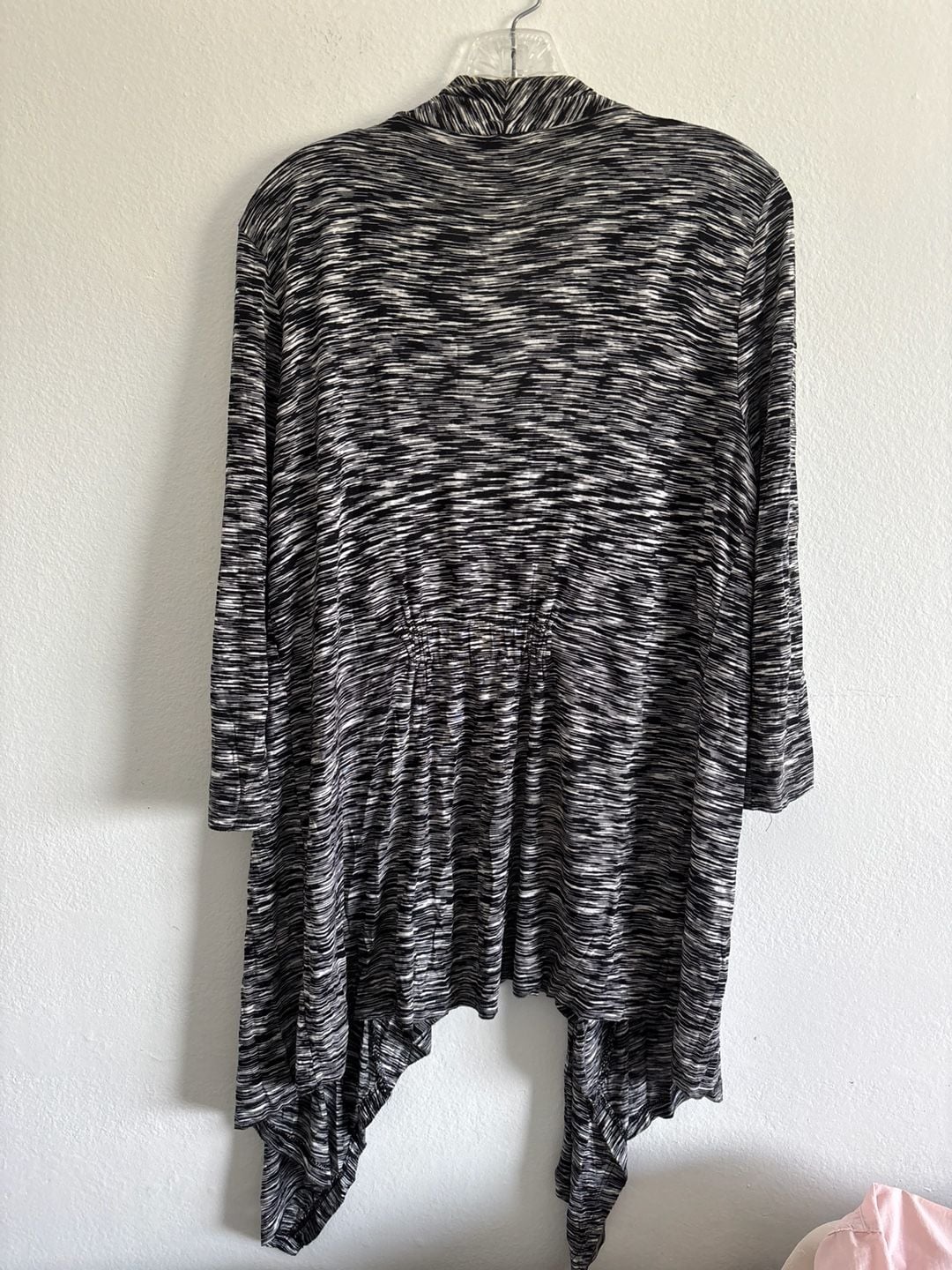 Cupio Black Gray and White Spacedye Open Front Cardigan Size Medium 3