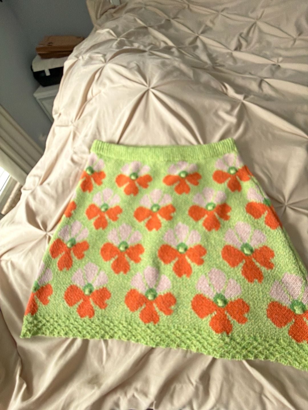 Zara Floral Jacquard Knit Mini Skirt with Textured Flowers 3