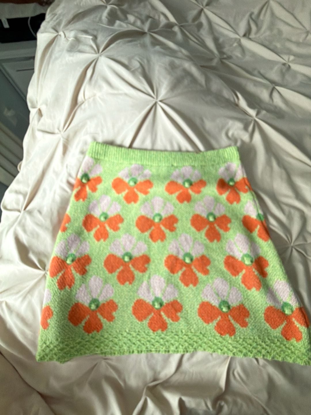 Zara Floral Jacquard Knit Mini Skirt with Textured Flowers 8