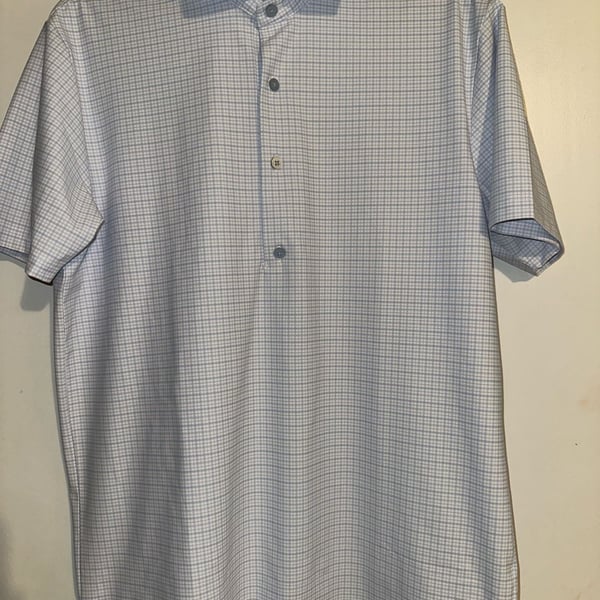 Twillory Performance Fabric Tailored Fit Short Sleeve Polo Shirt Blue Medium