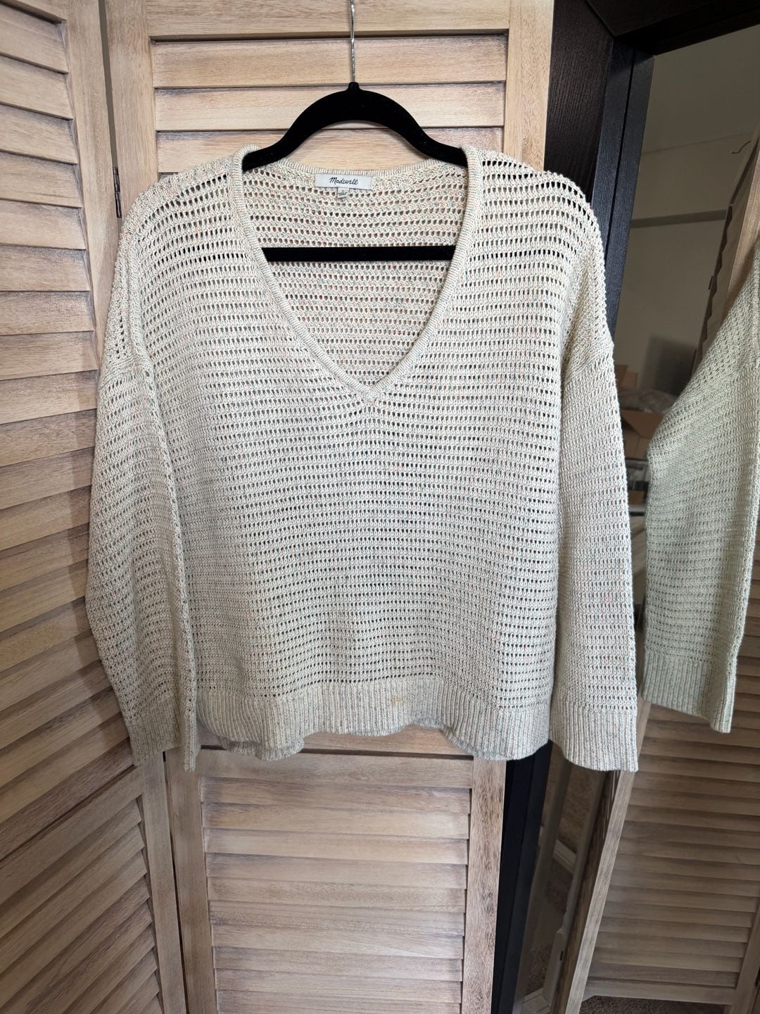 EUC Madewell Rainbow Marled Seville V-Neck Open-Knit Pullover Sweater Size S 2