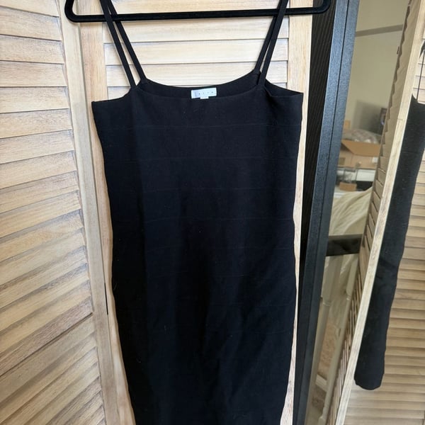 EUC Leith Black Ribbed Bodycon Cami Midi Dress Size L