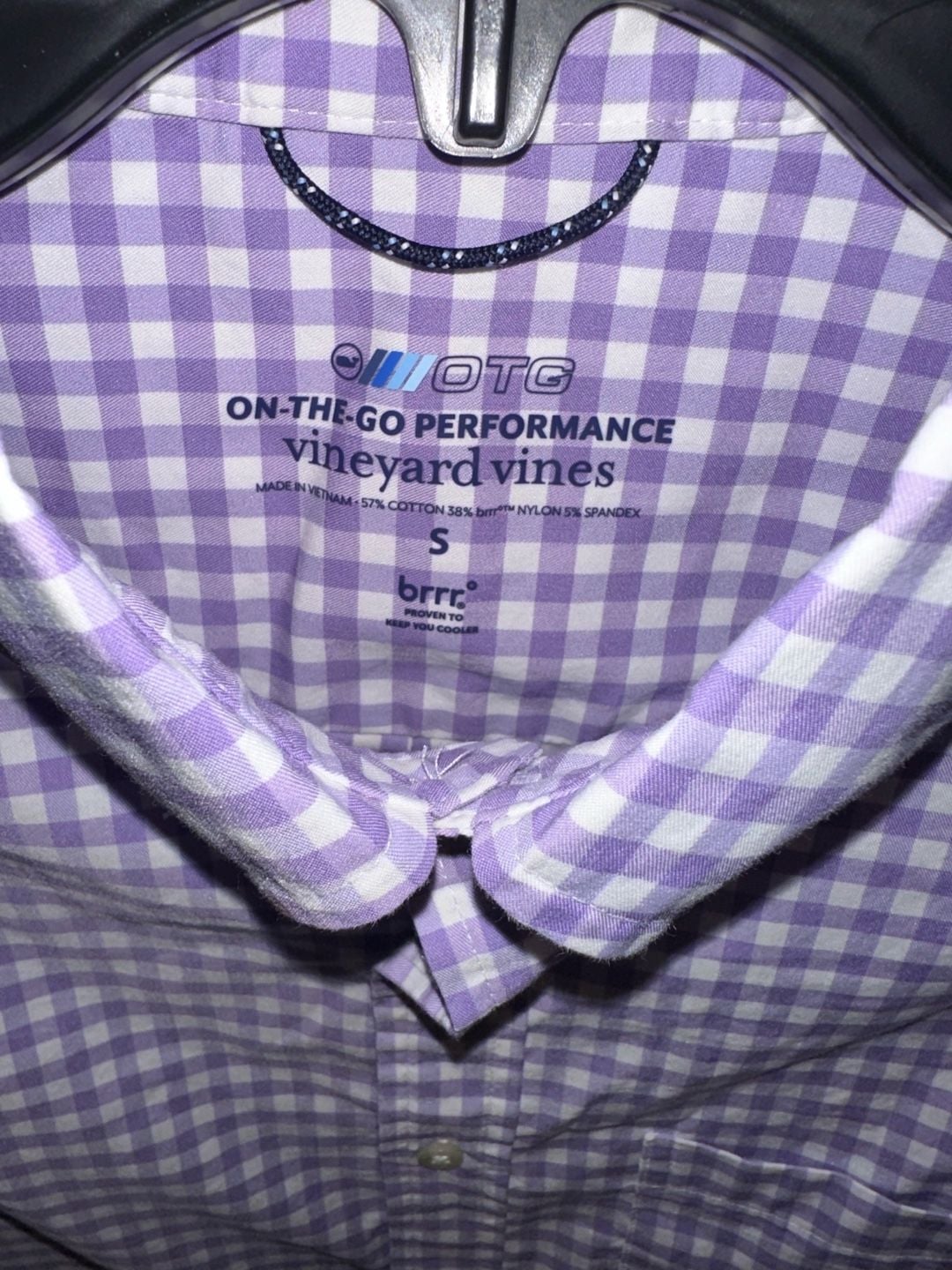 Vineyard Vines On-The-Go Performance Gingham Button Down Shirt brrr° Purple 3