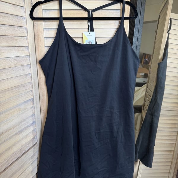 NWT Halara Black Everyday Wannabe Activity Dress + Built-in Shorts 2X 