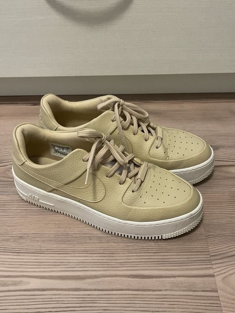 Nike Air Force 1 Sage Low 2 Desert Ore Tan Leather Platform Sneakers Wm Sz 10 2