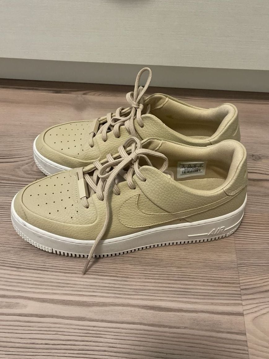 Nike Air Force 1 Sage Low 2 Desert Ore Tan Leather Platform Sneakers Wm Sz 10 4