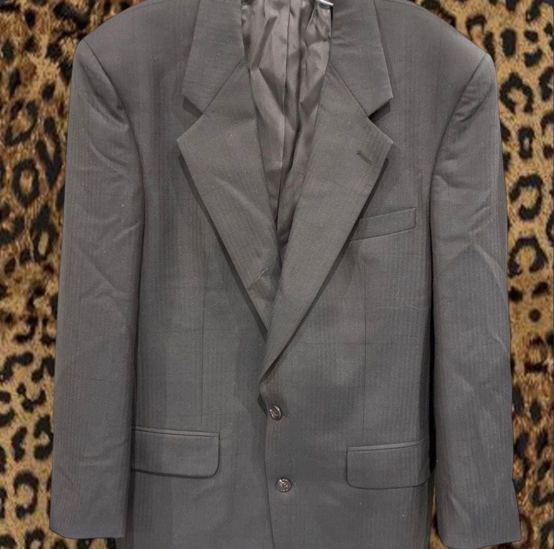 Vintage Burberrys Prorsum 100% Pure Wool Charcoal Pinstripe Suit Jacket 1
