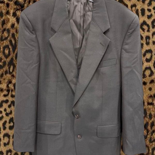 Vintage Burberrys Prorsum 100% Pure Wool Charcoal Pinstripe Suit Jacket