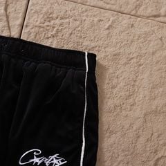 Corteiz Allstarz VVS Velour Open Hem Sweatpants - Black/White 7
