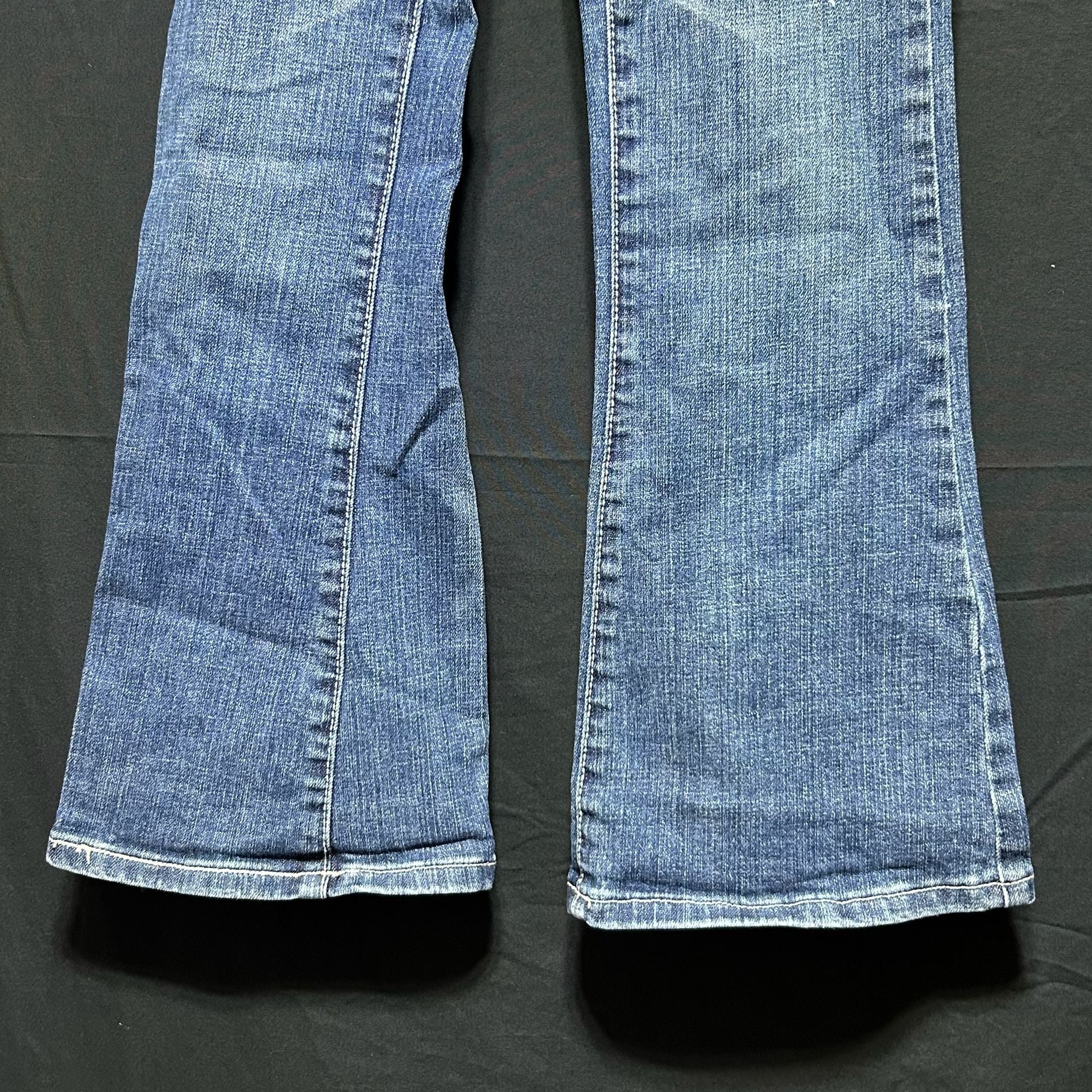 Mudd Girls Size 8 Rhinestone Embellished Flare Leg Blue Jeans Y2K Style 8