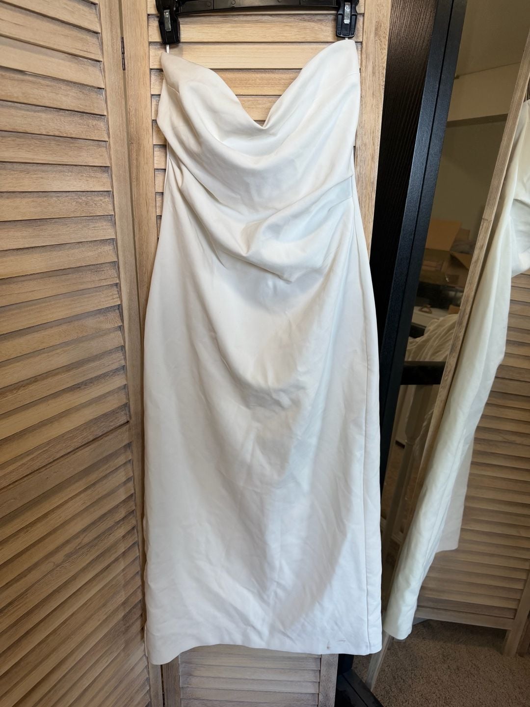 NWOT Zara Strapless Midi Dress with Back Slit in Ivory Size L 2