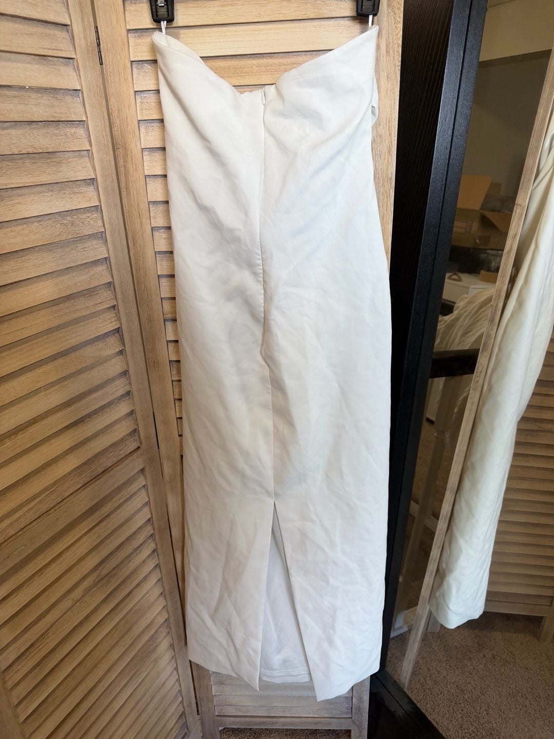 NWOT Zara Strapless Midi Dress with Back Slit in Ivory Size L 3