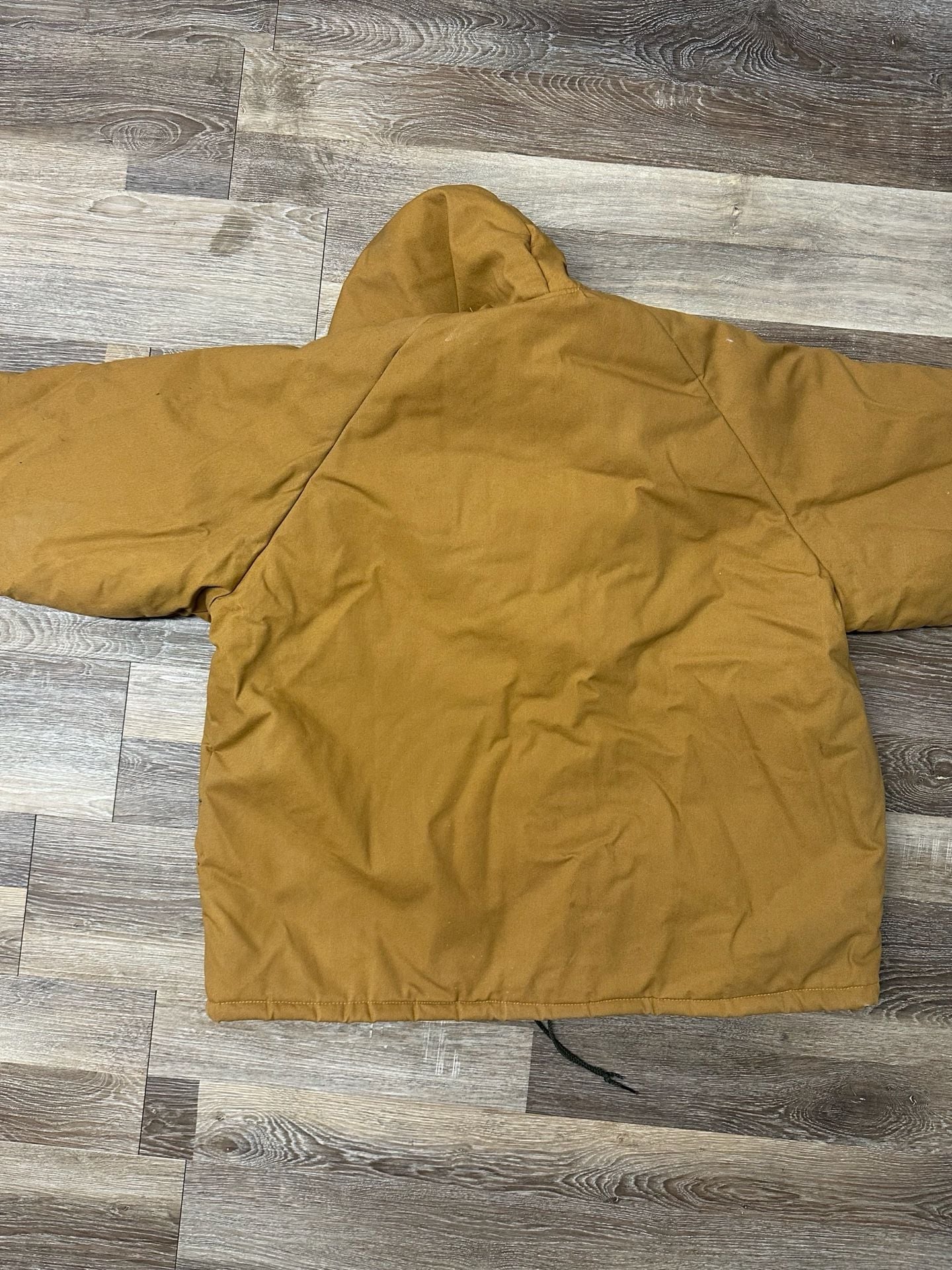 Vintage Ideal Made in USA Brown Canvas Quilt Lined Hooded Work Jacket Size 3X 9