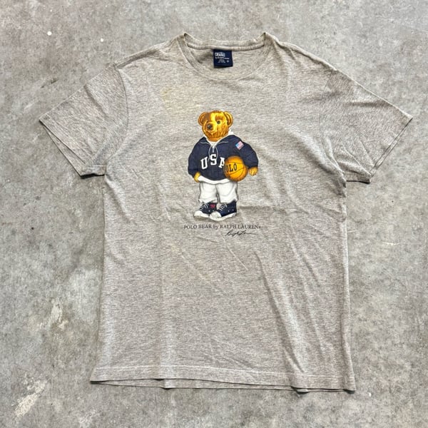 Vintage 90s Polo Ralph Lauren Bear Tshirt Made in USA size S