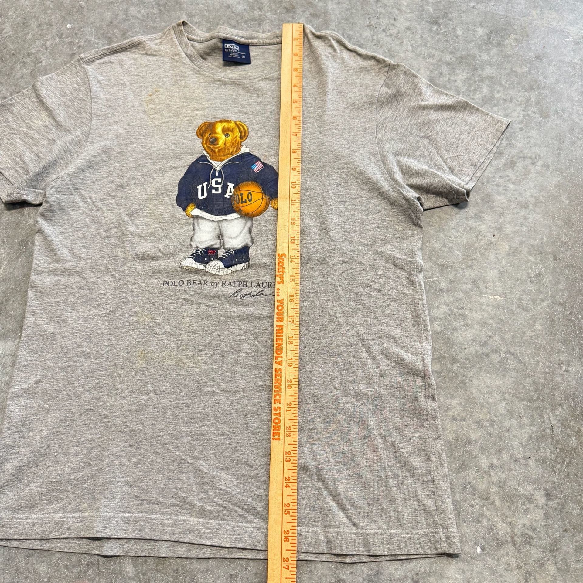 Vintage 90s Polo Ralph Lauren Bear Tshirt Made in USA size S 7