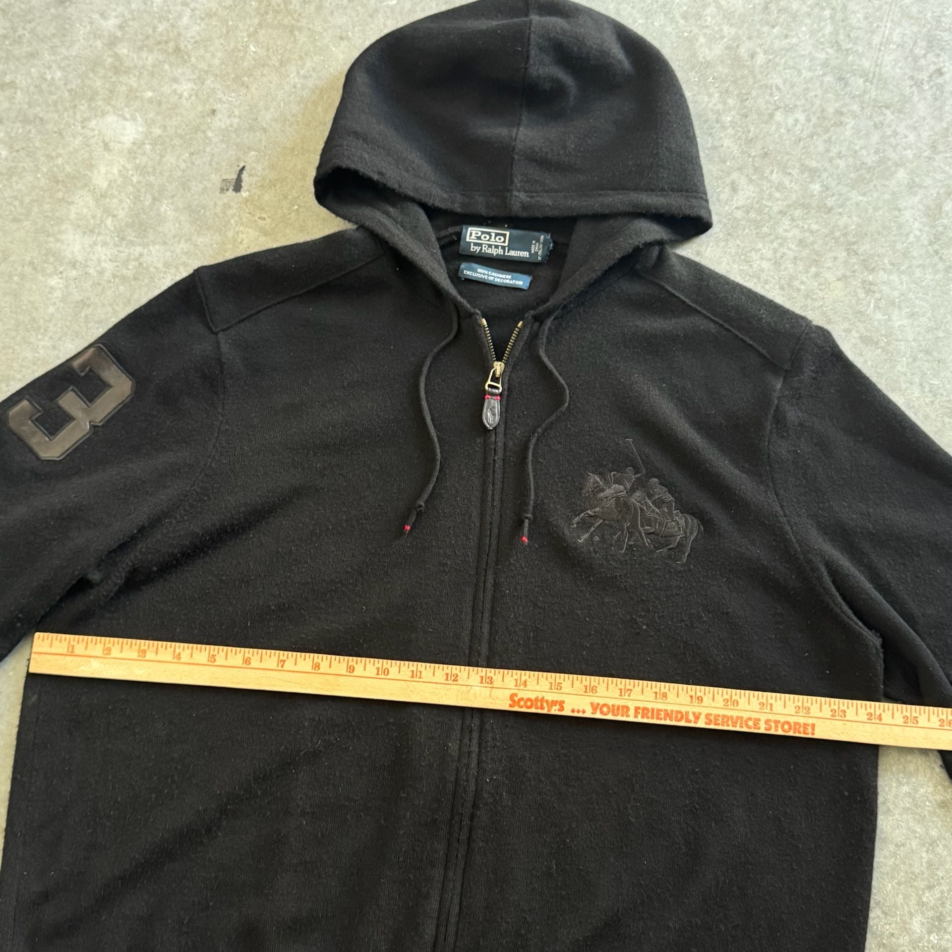 Polo Ralph Lauren Black 100% Cashmere Big Pony Full Zip Hoodie Size XL 4