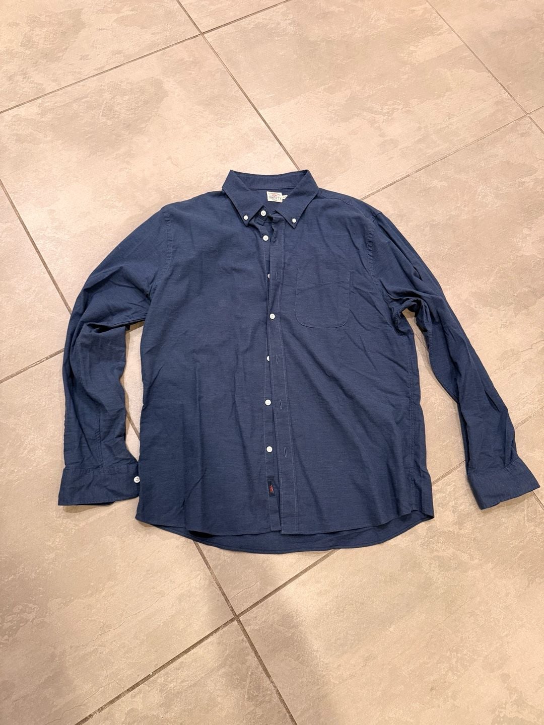 Faherty Movement Shirt in Navy Blue Lyocell Blend - Mens XL 2