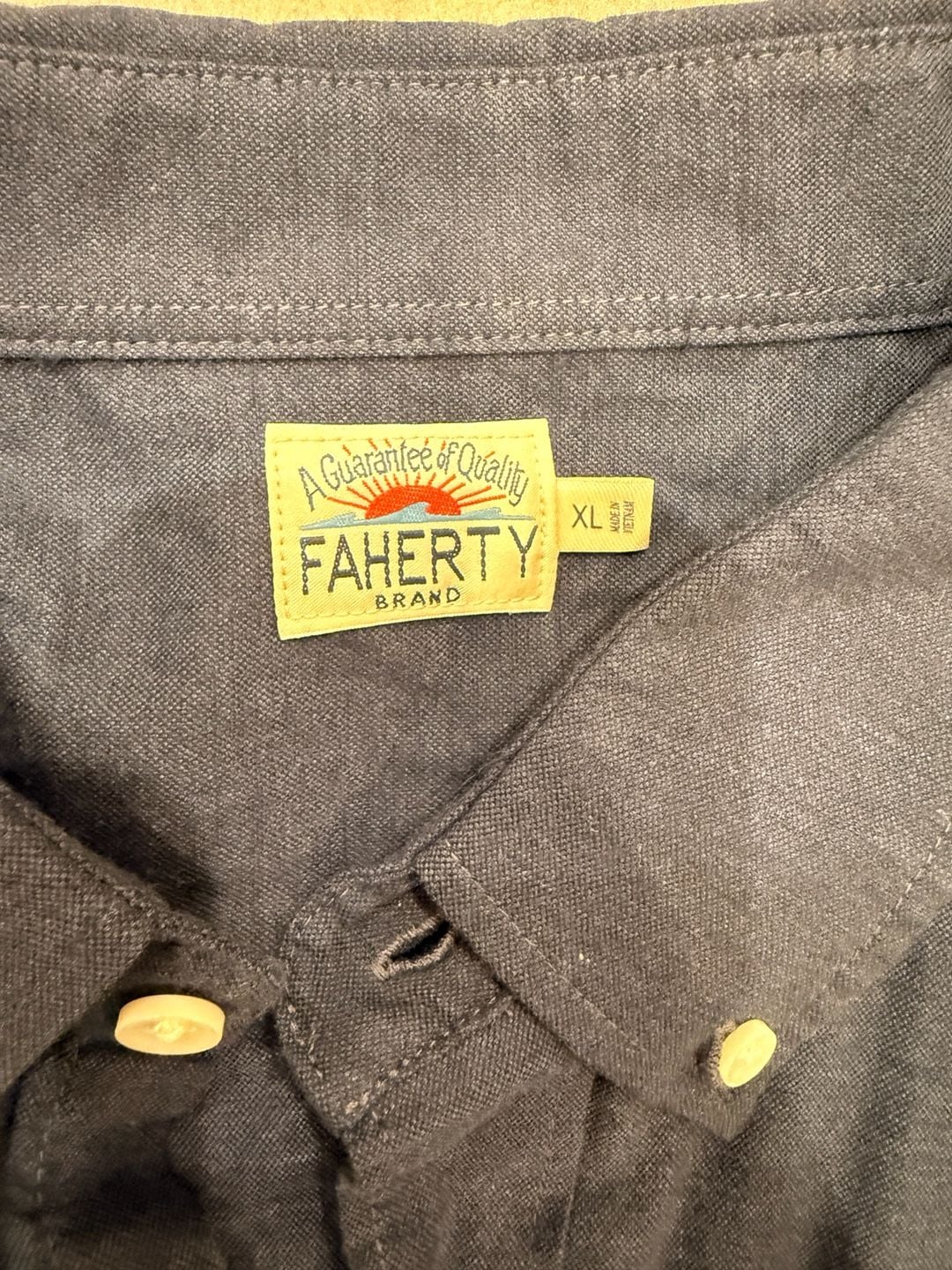 Faherty Movement Shirt in Navy Blue Lyocell Blend - Mens XL 4