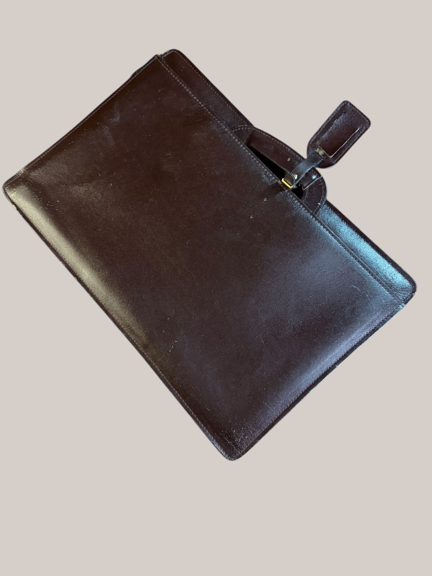 Jaguar Leather Portfolio Briefcase Document Bag Burgundy Gold Hardware 7